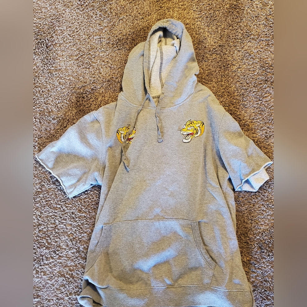 Carbon Gray Hoodie with Embroidered Design
